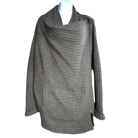Inhabit Wool Yak Blend Waffle Knit Wrap Cardigan Sweater Jacket Size Small - Picture 1 of 14